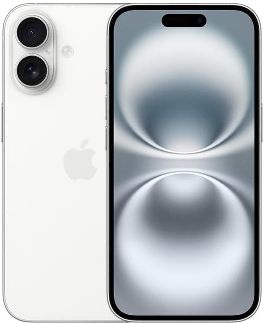 A white iPhone with dual rear cameras shown from the back and front with the screen on—an essential device among the best tools for faceless businesses.
